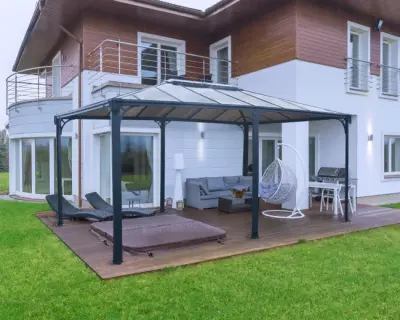 Zidna aluminijska nadstrešnica za terasu 619×294 cm – Siva - Detalj 6