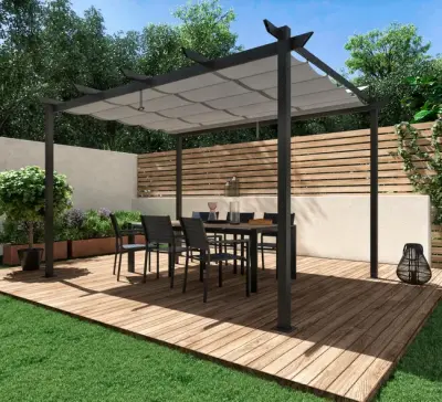 Fiksna aluminijska pergola Naterial Manea Premium 350x260 cm – Tamno siva - Detalj 3