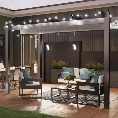 Fiksna aluminijska pergola Naterial Manea Premium 350x260 cm – Tamno siva - Detalj 4