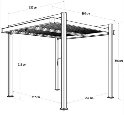 Aluminijska pergola Naterial Odyssea 3,6x3,2 m s efektom drva - Detalj 4