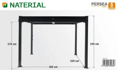 Aluminijska pergola Naterial Odyssea 3,6x3,2 m s efektom drva - Detalj 6