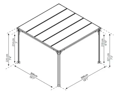 Drvena pergola Tanger 300x300 cm – Smeđa - Detalj 5