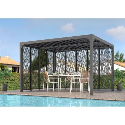 Metalna fiksna pergola Naterial Yena 350x400x270 cm – Tamno siva - Detalj 2