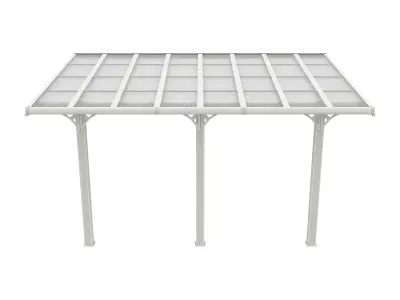 Zidna nadstrešnica za automobil Pazera 15,13 m² u aluminiju i polikarbonatu – Bijela - Detalj 4