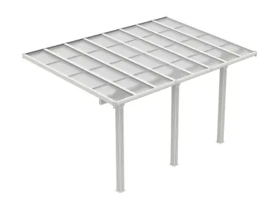Zidna nadstrešnica za automobil Pazera 15,13 m² u aluminiju i polikarbonatu – Bijela - Detalj 9